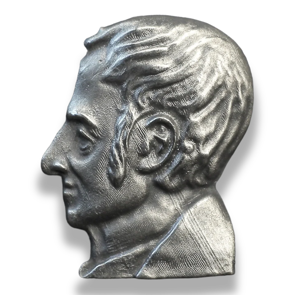 Ansteckpin mit dem Porträt von Joseph Mohr