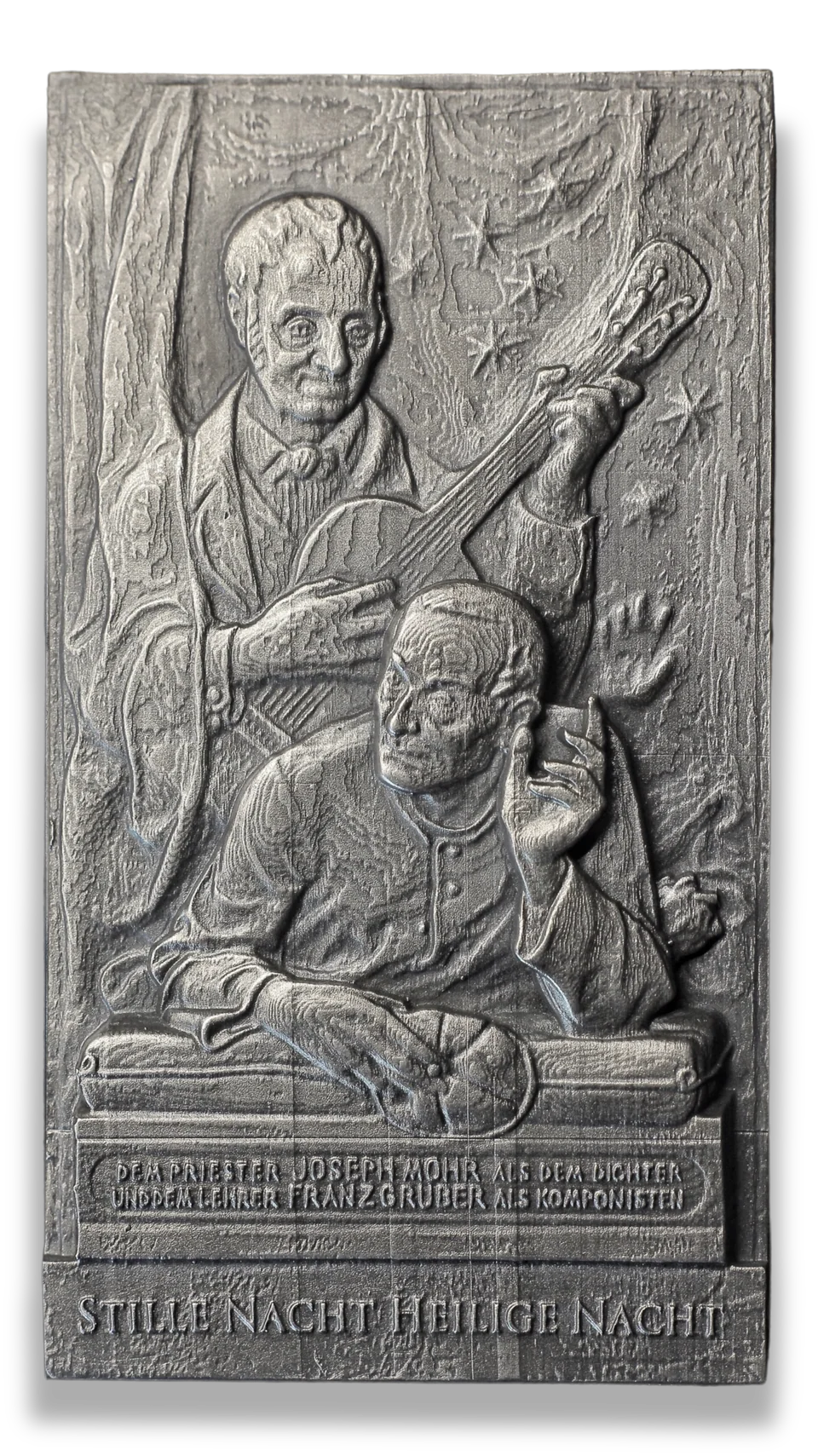 Stille-Nacht-Plakette – Joseph Mohr und Franz Xaver Gruber im gemeinsamen Relief